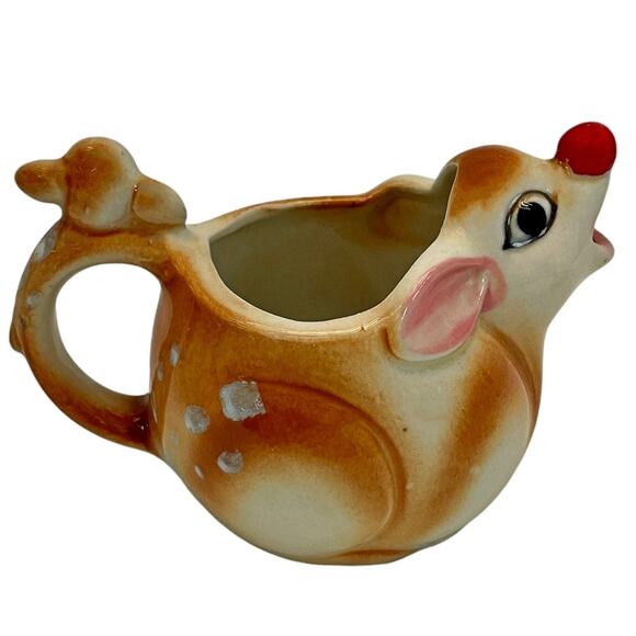 Vintage Rudolph the Red Nose Reindeer Tea Pot Pitcher Sugar Bowl Creamer MCM - Picture 7 of 7